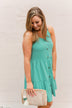 Majestic Waves Sleeveless Dress- Aqua