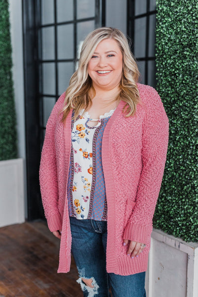 No Doubts Popcorn Cardigan- Rose Pink – The Pulse Boutique