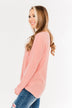Thermal Button Knot Top- Soft Pink