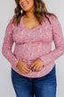 Sweet Aromas Floral Long Sleeve Top- Pink