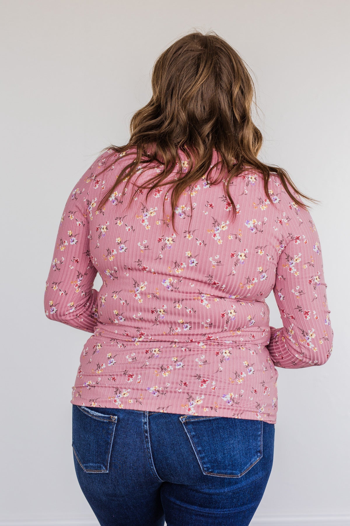 Sweet Aromas Floral Long Sleeve Top- Pink