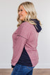 Blocking You Out Hooded Long Sleeve Top- Purple & Navy