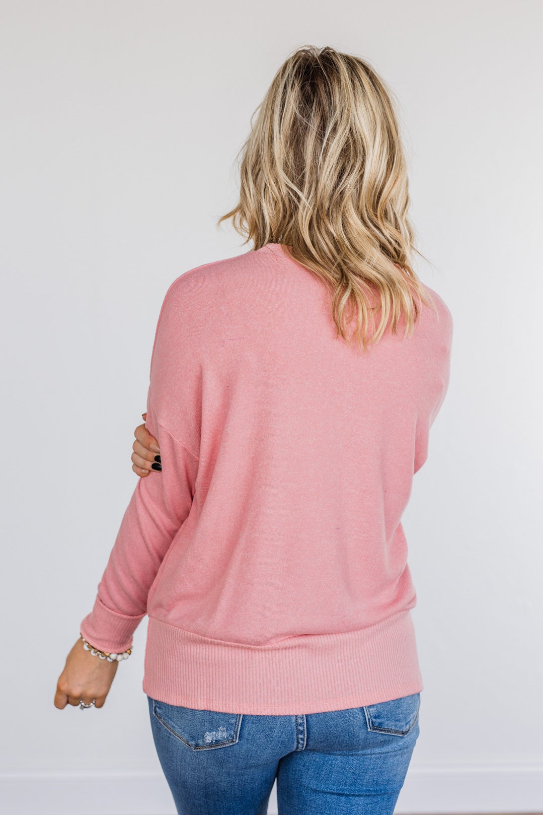 Putting Me First Knit Pocket Sweater- Pink