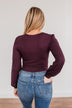 Enchanting Looks Long Sleeve Bodysuit- Dark Plum