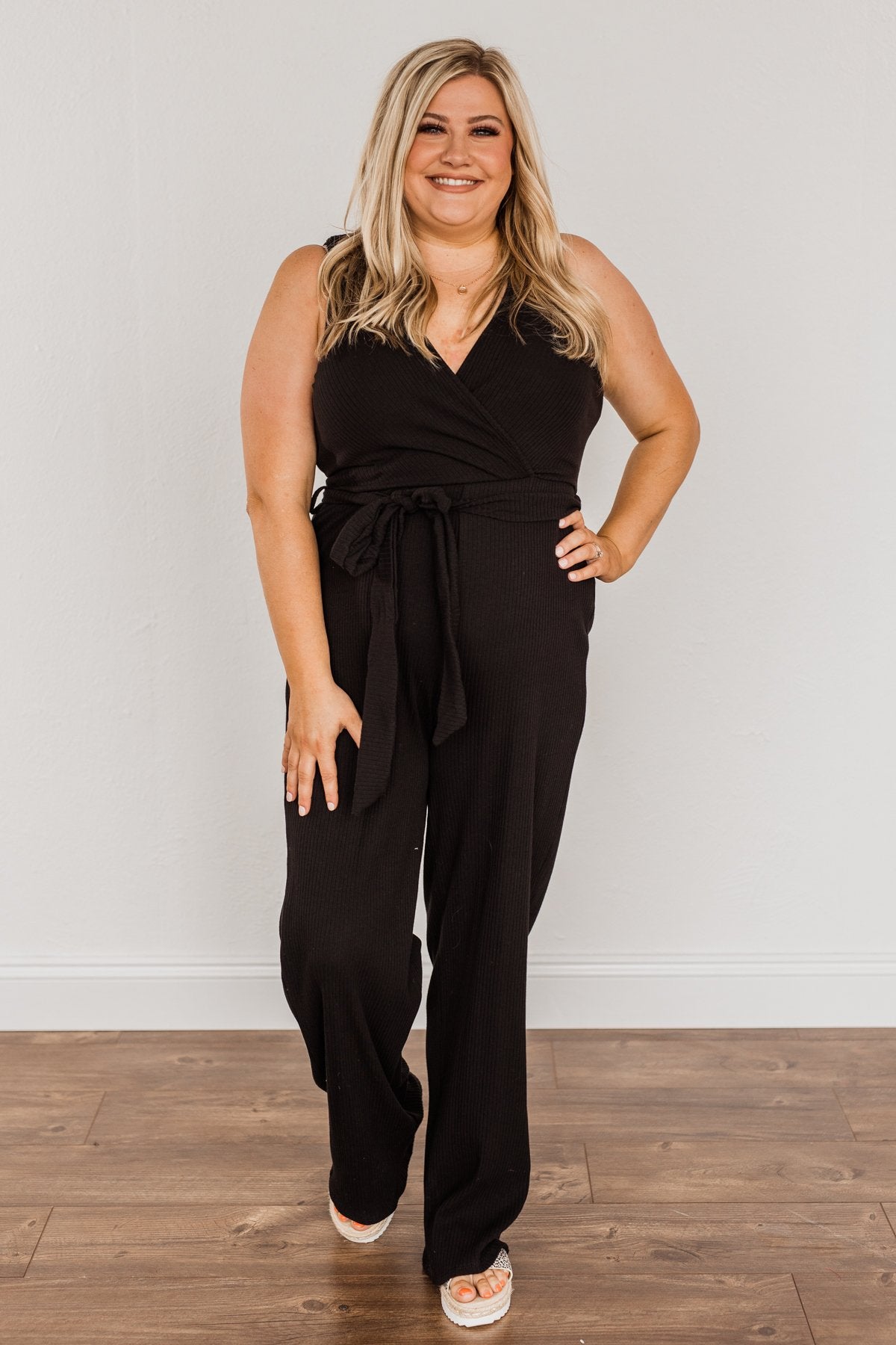 Good Times Are Coming Ribbed Knit Jumpsuit- Black – The Pulse Boutique