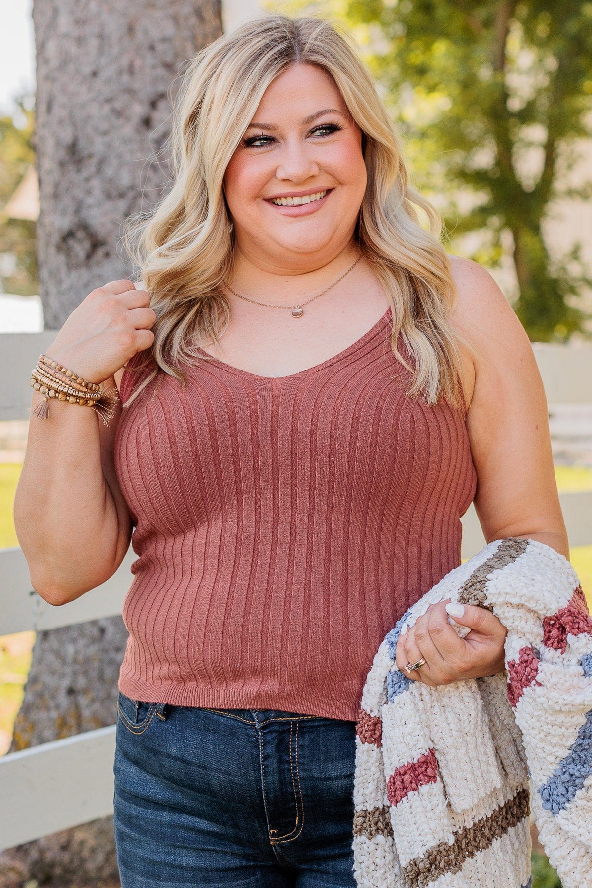 Dreaming Of This Ribbed Tank Top- Rust