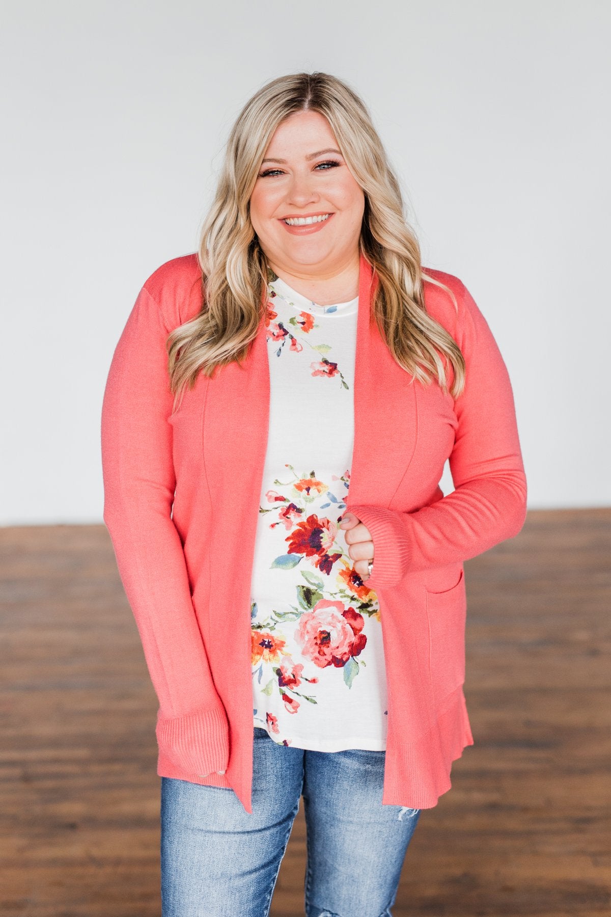 Plus size coral cardigan best sale