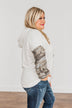 Back To Nature Drawstring Hooded Top- Heather Grey & Camo