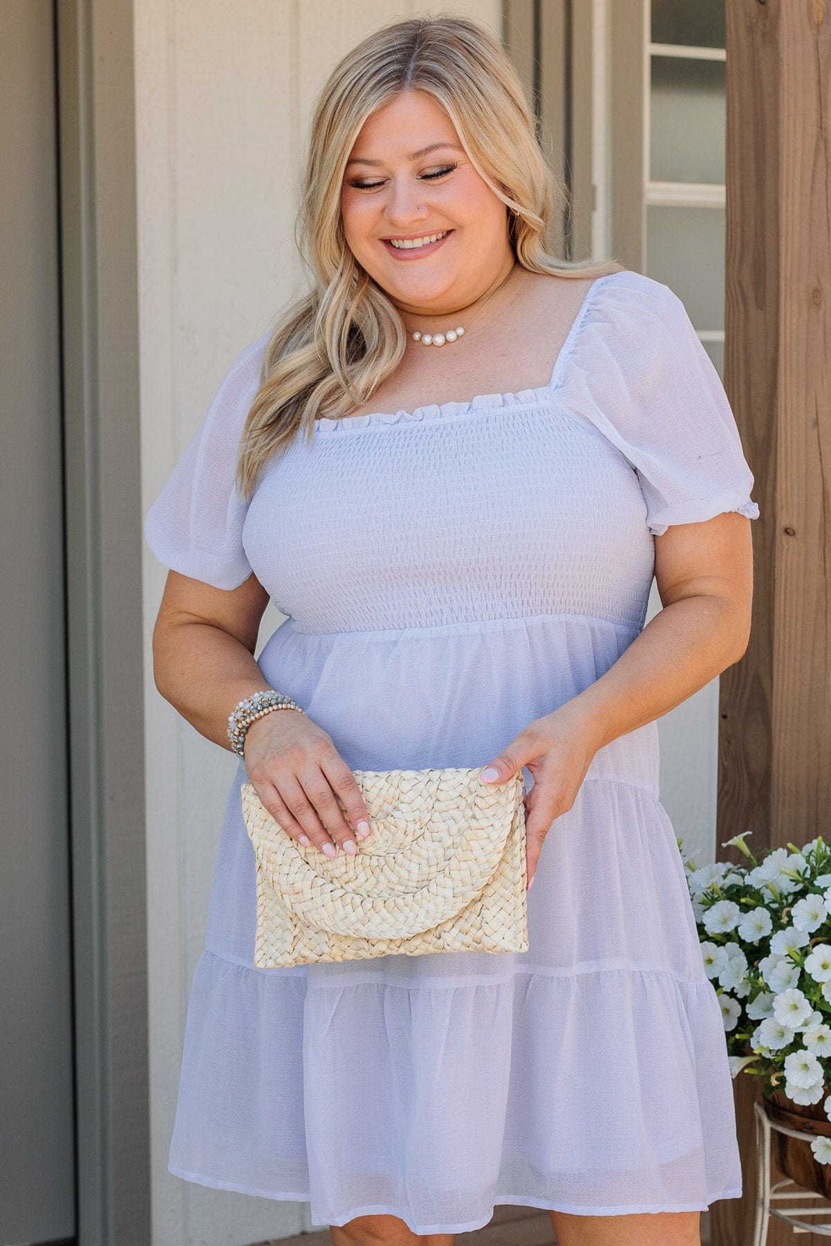 Dream Come True Smocked Dress- Dusty Blue – The Pulse Boutique