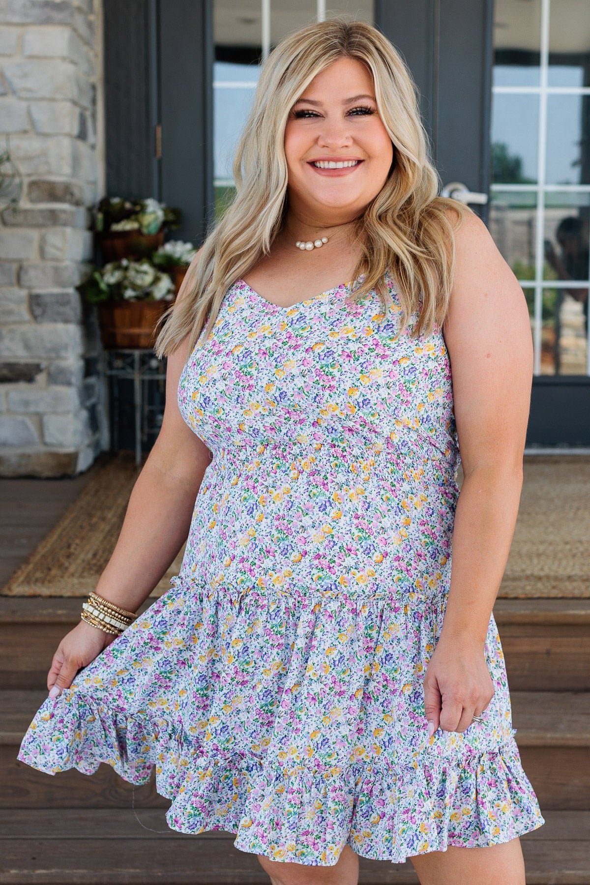 Devoted To You Floral Dress- Blue – The Pulse Boutique