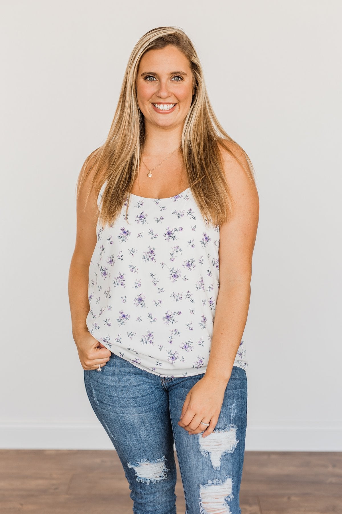Swinging Into Summer Floral Tank Top- Ivory & Lavender – The Pulse Boutique