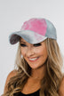 Tie Dye Distressed Ball Cap- Pink, Blue, & Grey