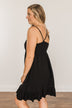 Catching Feelings Ruffle Lace Dress- Black