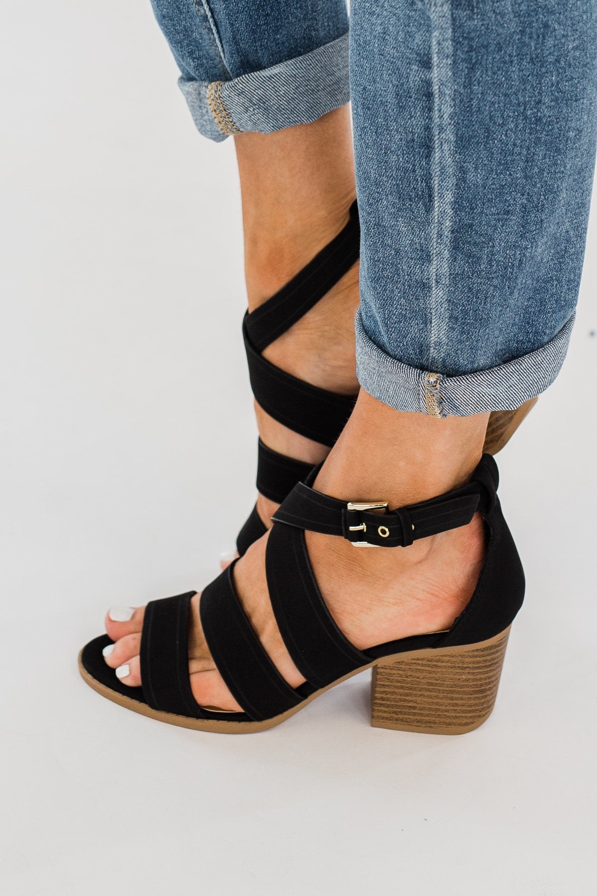 Qupid Strappy Heels Black