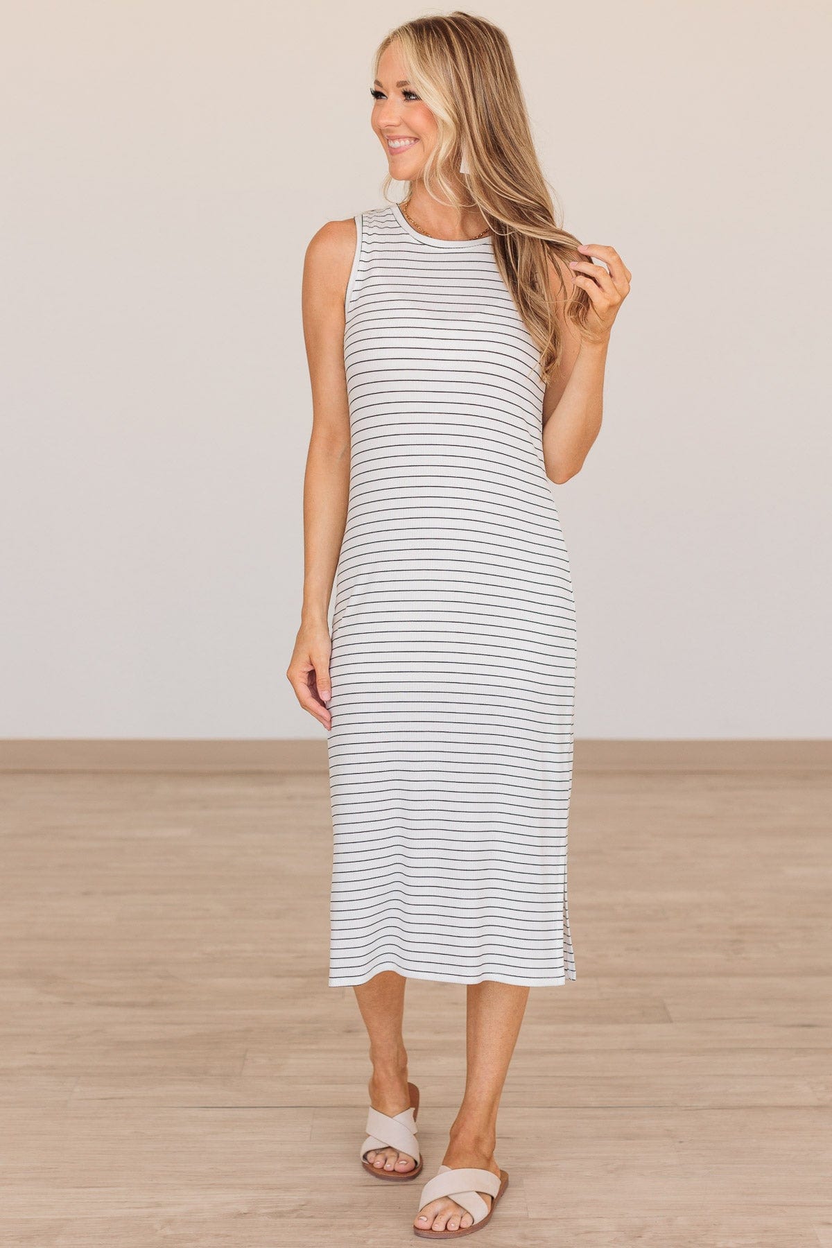 Thread & Supply Seaside Views Striped Dress- Ivory – The Pulse