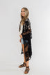 Long Sheer Floral Lace Kimono- Black