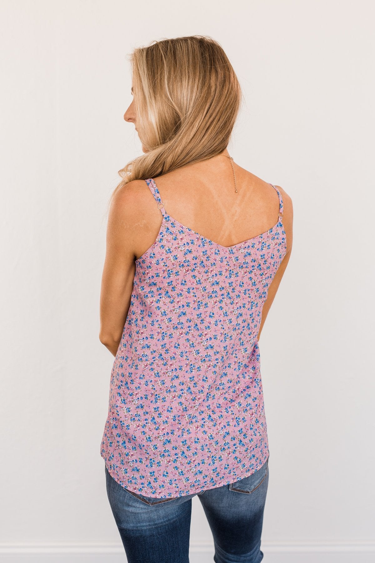 Budding Romance Floral Tank Top- Dusty Purple