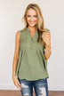 Never Ending Bliss Sleeveless Blouse- Olive