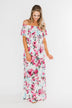 Dear Darling Off The Shoulder Floral Maxi Dress- White