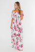 Dear Darling Off The Shoulder Floral Maxi Dress- White