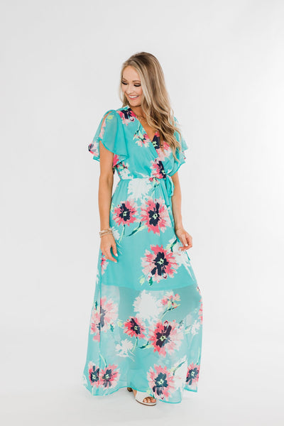 Inside The Dream Floral Maxi Dress- Mint – The Pulse Boutique