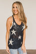 Sparkle & Shine Star Print Tank Top- Dark Navy