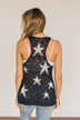 Sparkle & Shine Star Print Tank Top- Dark Navy