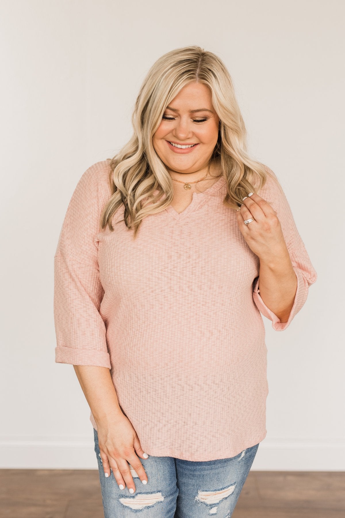 Truly Myself Knit Half Sleeve Top- Dusty Pink