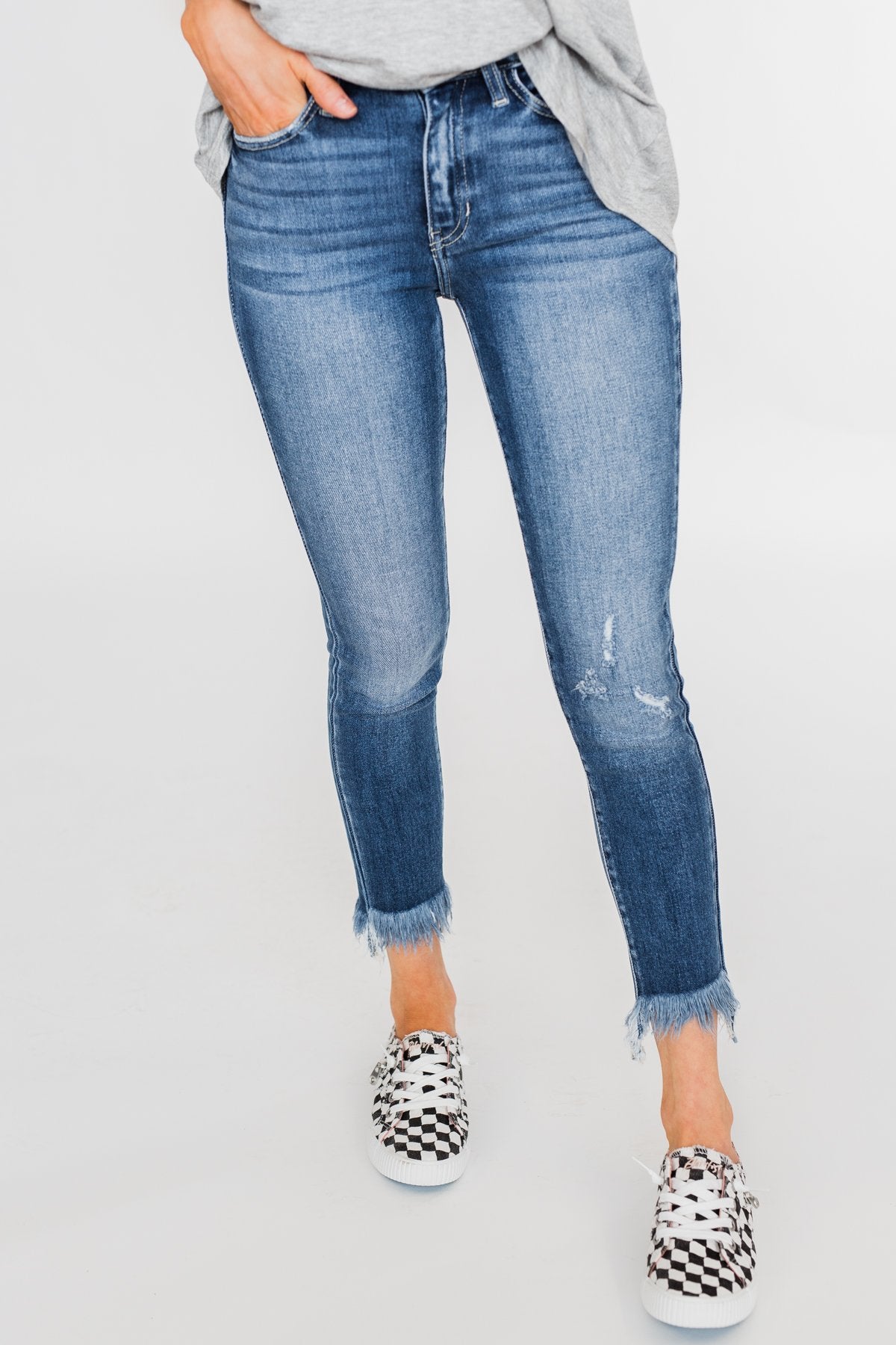 KanCan Raw Hem Skinny Jeans- Heather Wash – The Pulse Boutique