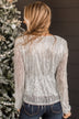 Lovely Evenings Fringed Sequin Blouse- Ivory & Silver