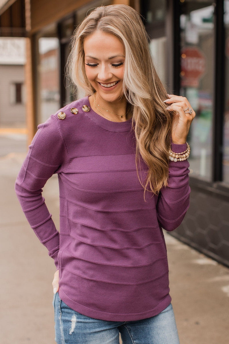 Enjoy The Moment Button Knit Top- Dusty Rose – The Pulse Boutique