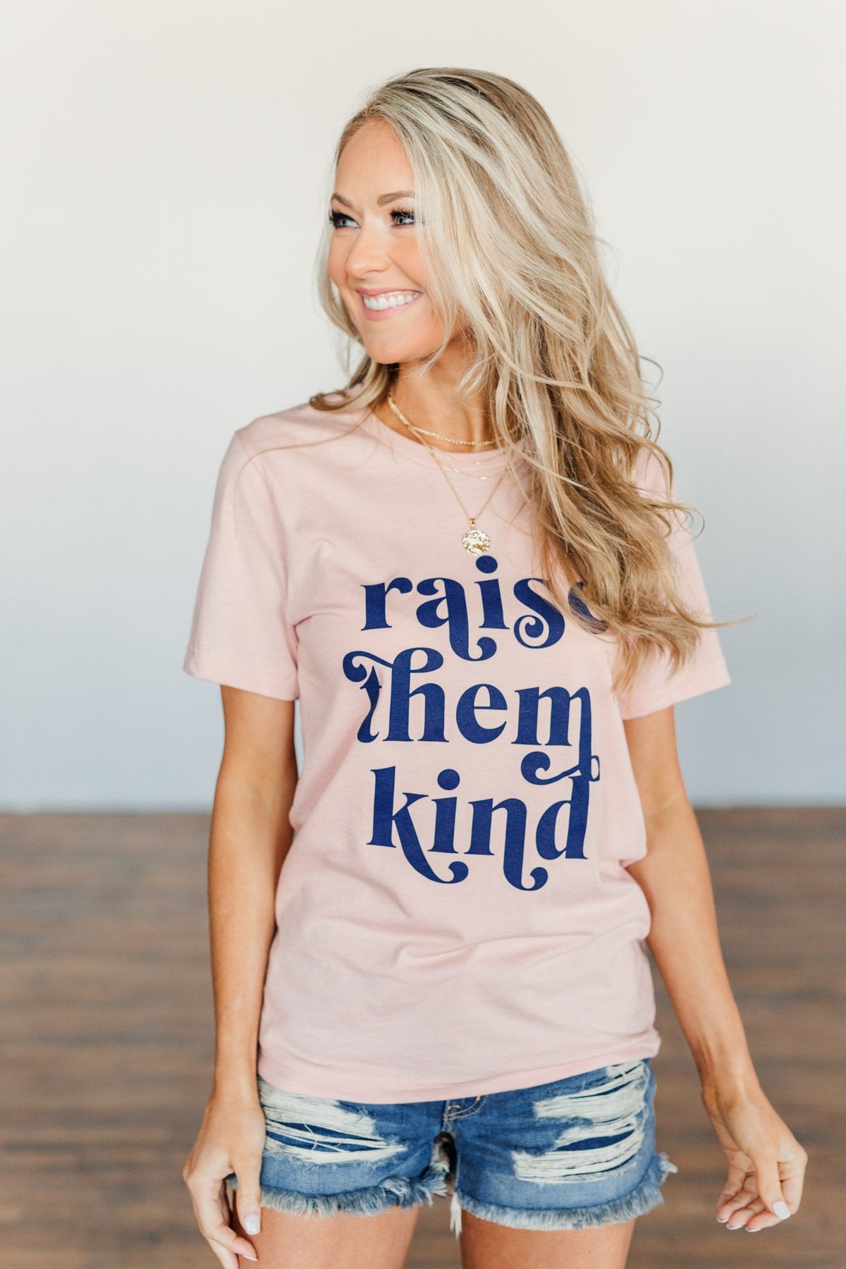 "Raise Them Kind" Graphic Tee- Peach