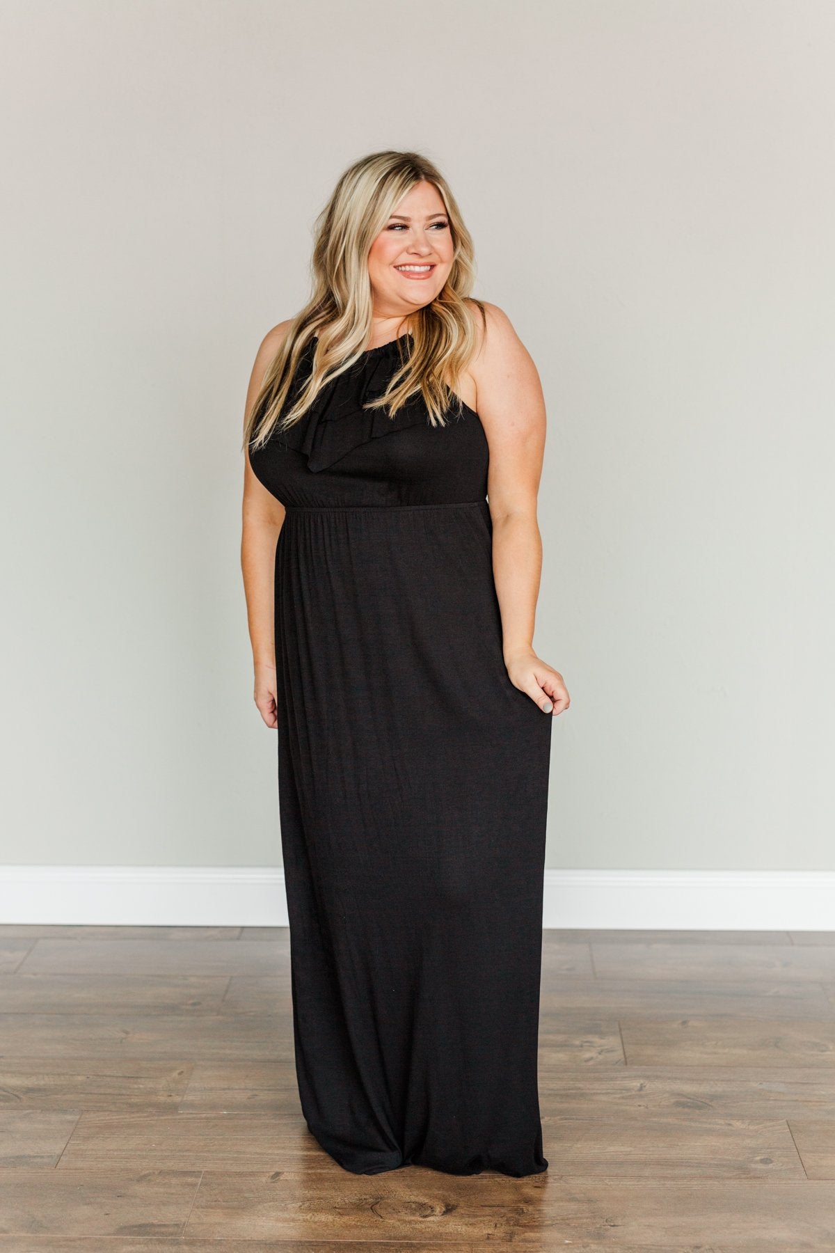 Peaceful Paradise Sleeveless Maxi Dress- Black