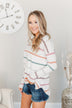 Live Like It's Spring Striped Sweater- Ivory & Multi-Color