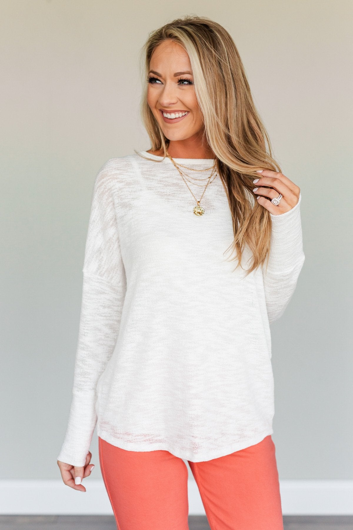 Making A Change Long Sleeve Top- Ivory