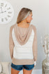 A Day With You Knit Hoodie- Taupe & Cream