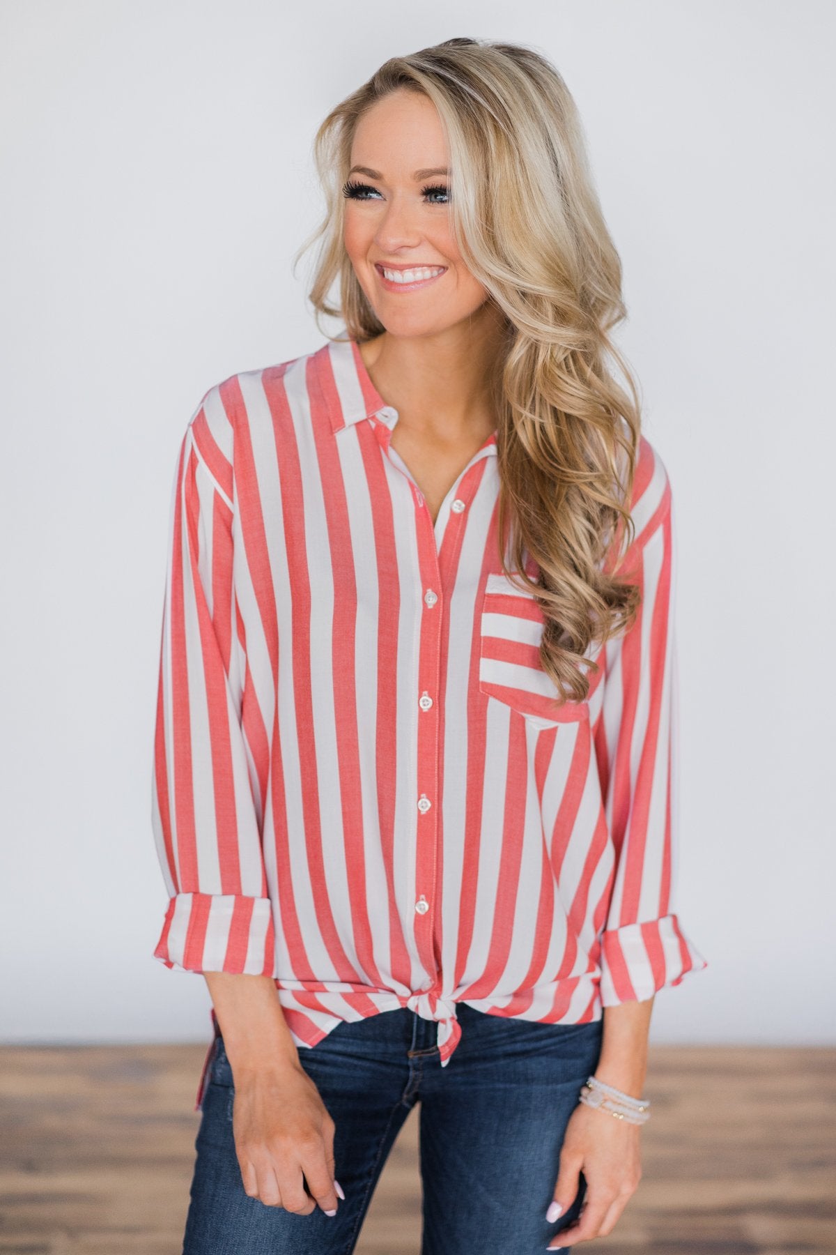 My Sweet Striped Button Up Top The Pulse Boutique