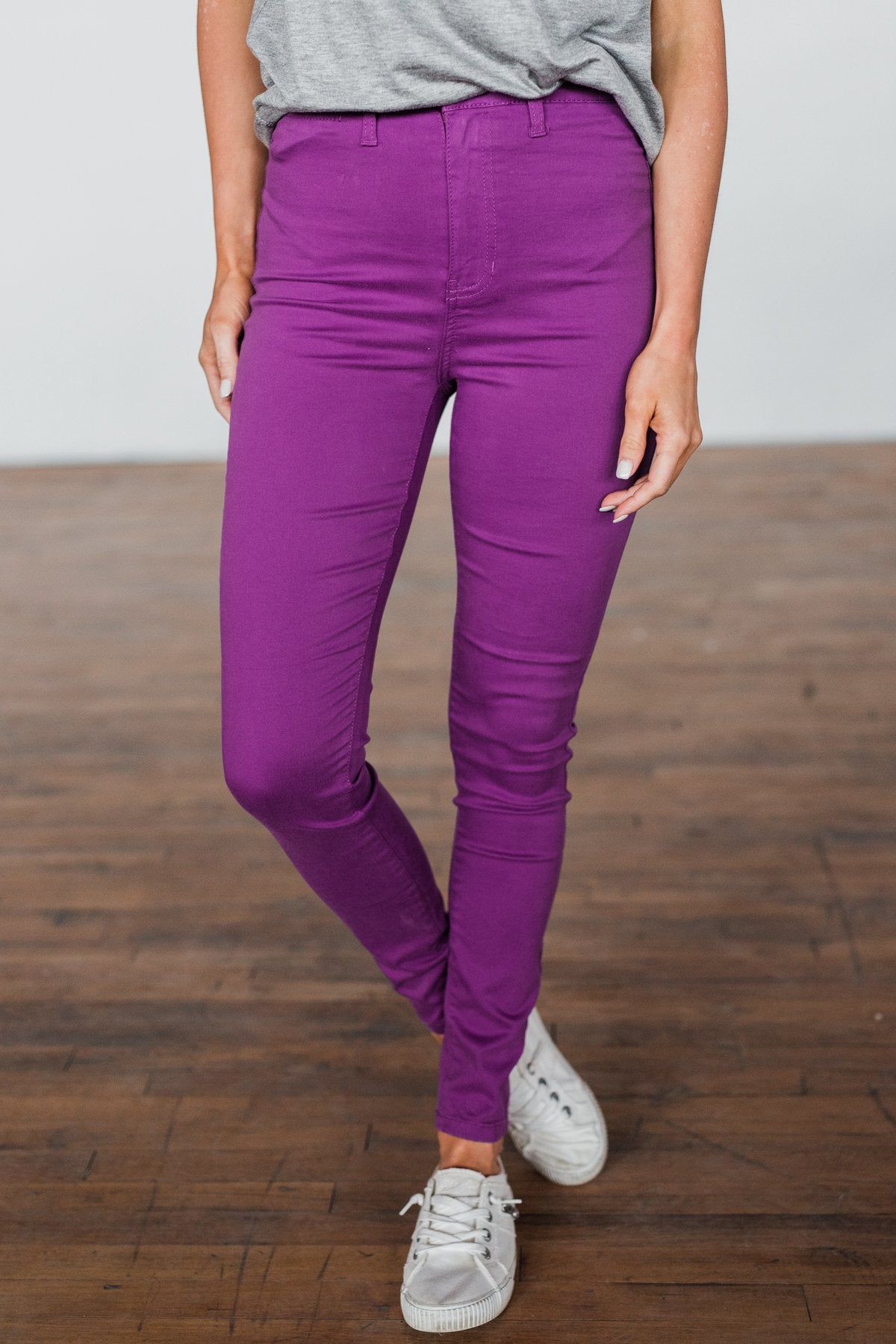 Purple skinny pants best sale