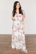 Happily Ever After Floral Maxi Dress- Off-White & Pink