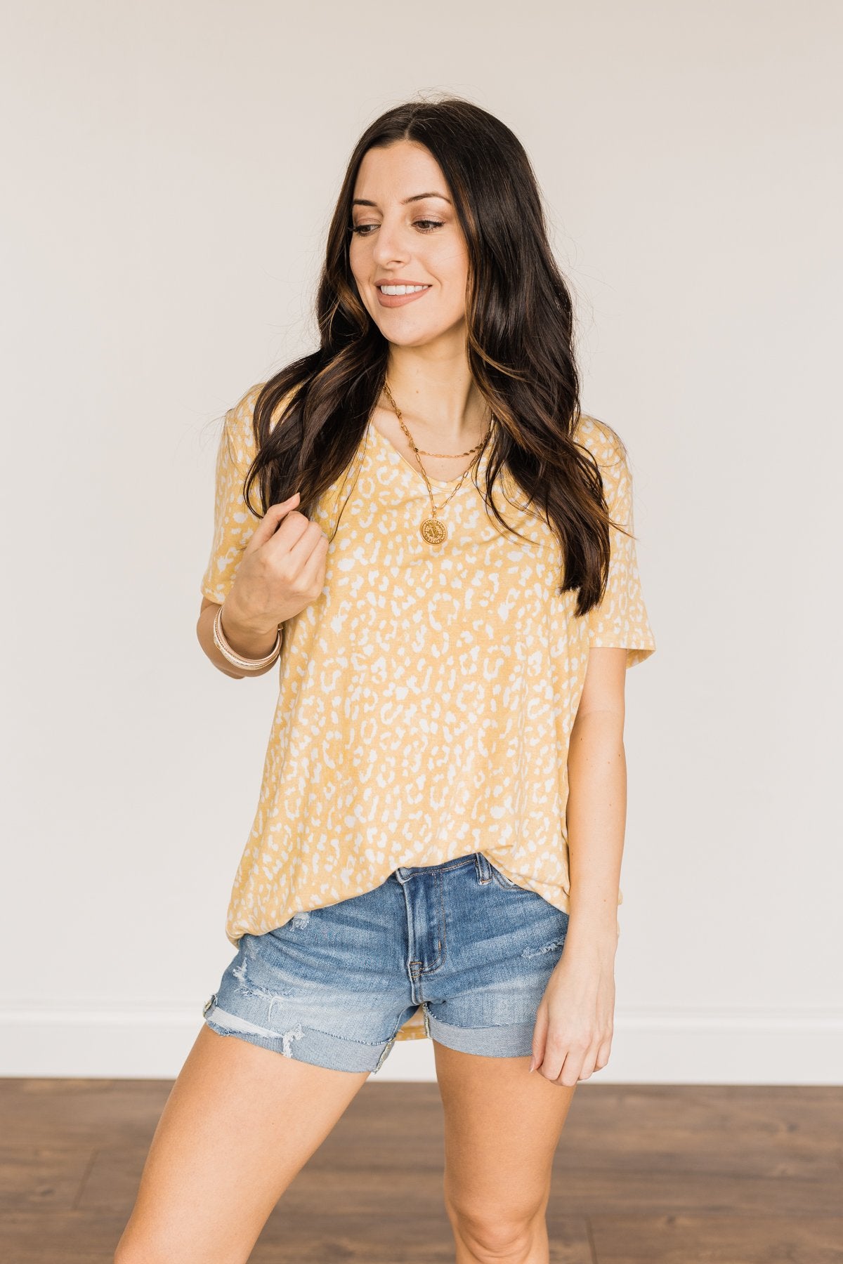 Lasting Impressions Leopard Notch Top- Soft Yellow