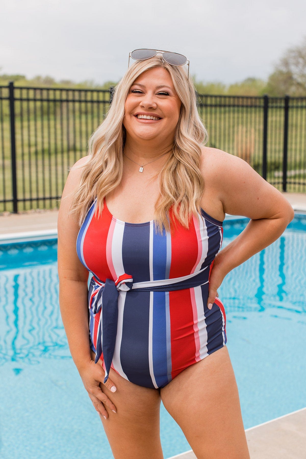 Taste Of Summer Striped One Piece Swimsuit Red White Blue