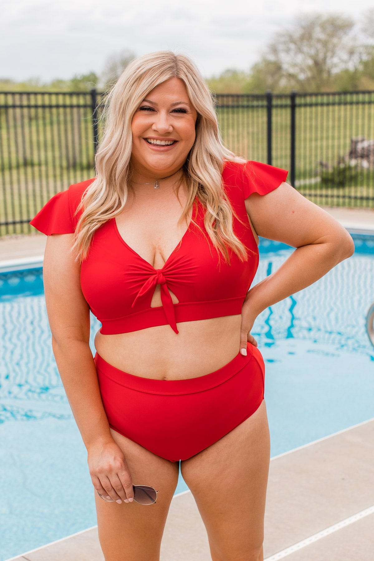 Miami Memories Flutter Sleeve Swim Top- Bright Red – The Pulse