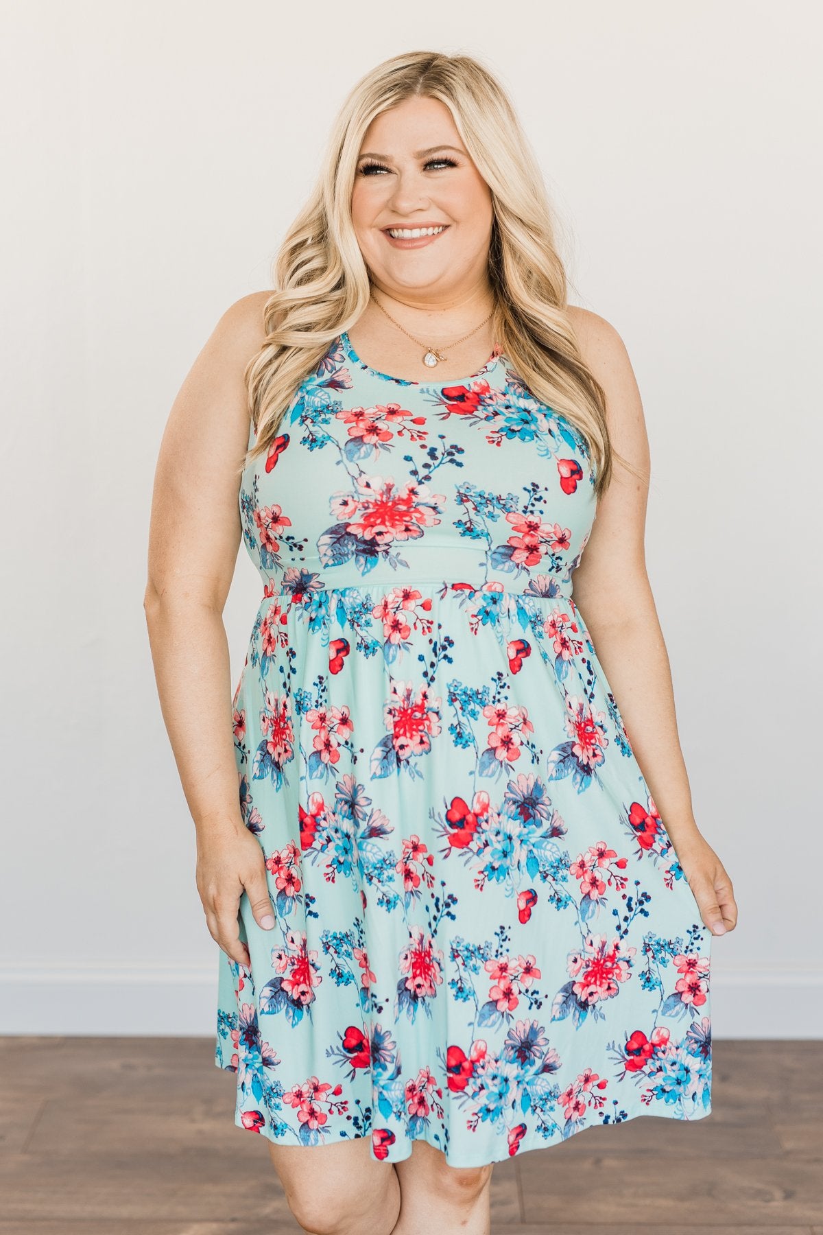 Live Loudly Criss-Cross Floral Dress- Sky Blue