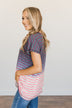 Spectacular Sights Striped Ombre Top- Charcoal & Pink