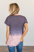 Spectacular Sights Striped Ombre Top- Charcoal & Pink