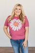 Delightful Daisies Flower Graphic Tee- Berry