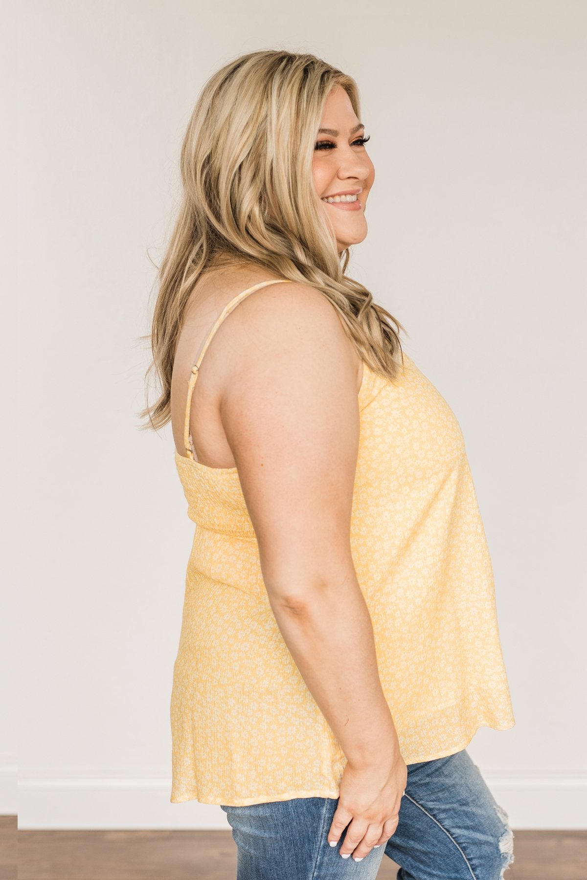 Shine Until Tomorrow Floral Tank Top- Soft Yellow