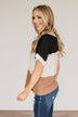 Unforgettable Fun Color Block Top- Black, Ivory & Mocha