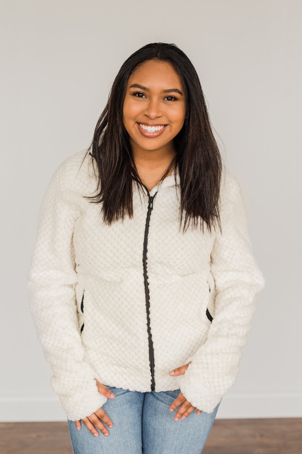 Heartfelt Wishes Zip Up Sherpa- Ivory