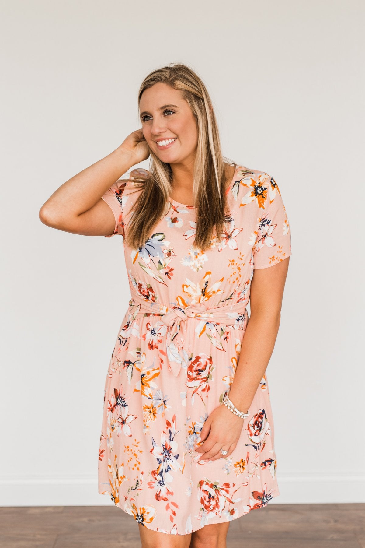 Doing Something Right Floral Dress- Peach